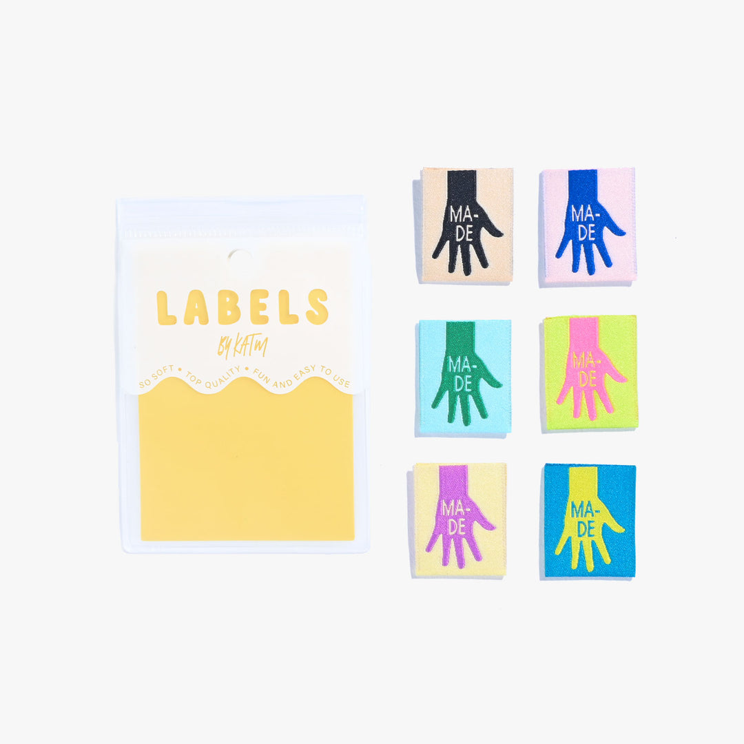 Colorful MADE Hands Woven Labels
