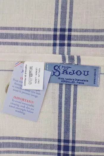Natural French Linen Tea Towel - Blue Stripe