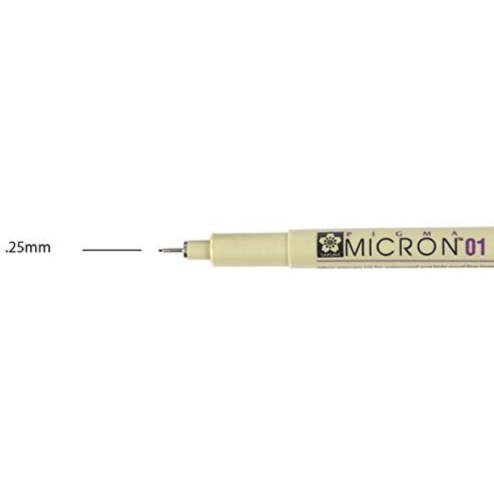 Pigma Micron Pen Black .25mm Size 01