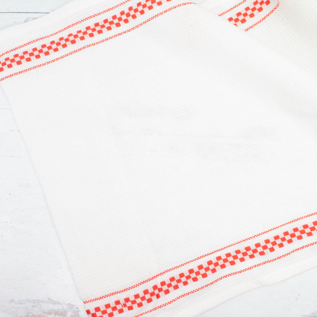 16 inch Cotton Toweling - Waffle Check in Red (MD920327)
