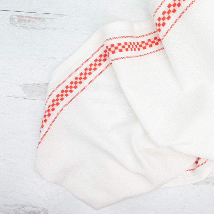 16 inch Cotton Toweling - Waffle Check in Red (MD920327)