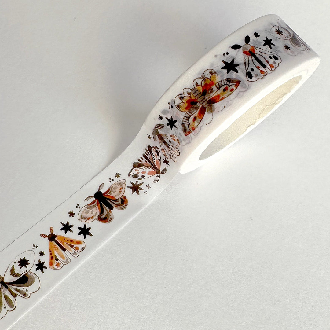 Decorative tape with butterfly designs on a white background
