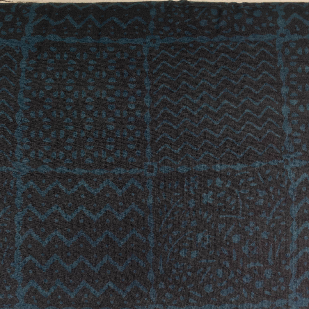 Indian Block Print Cotton Fabric - Natural Mud Dye Resist