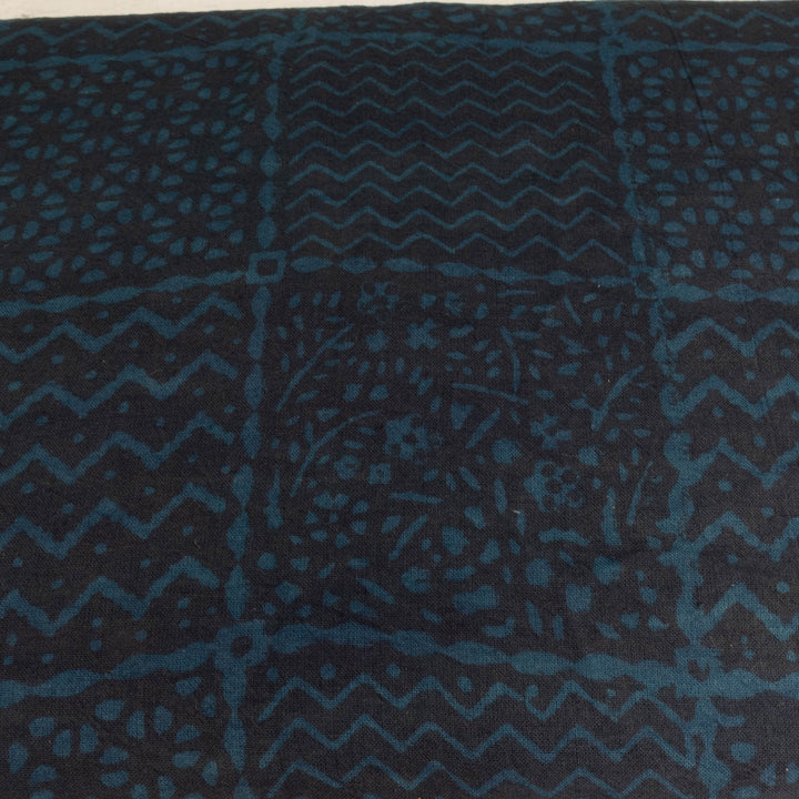 Indian Block Print Cotton Fabric - Natural Mud Dye Resist