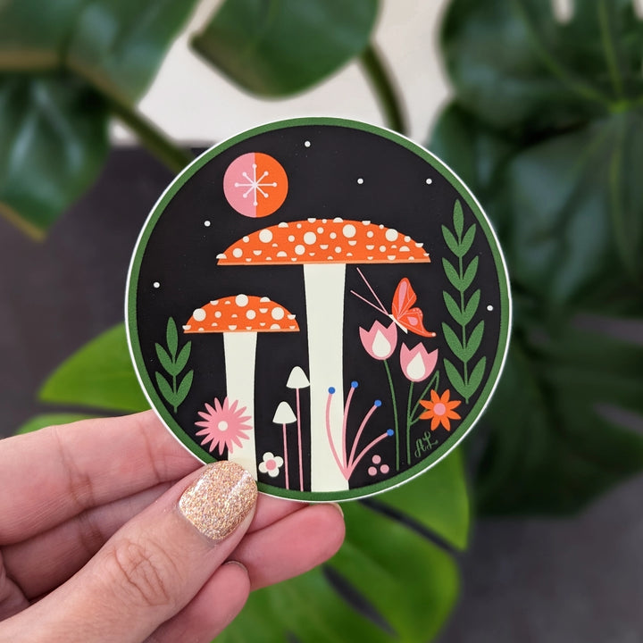 Mushrooms & Flowers Vinyl Sticker