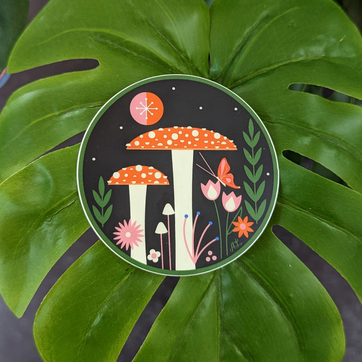 Mushrooms & Flowers Vinyl Sticker