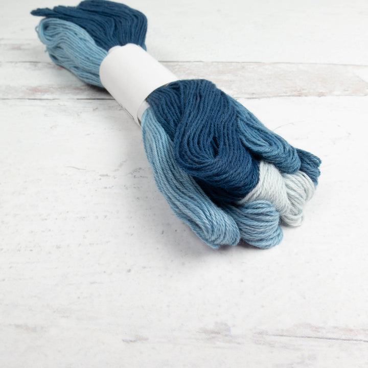 Natural Dyed Sashiko Thread Bundle - SKY (8 Mini-Skeins)
