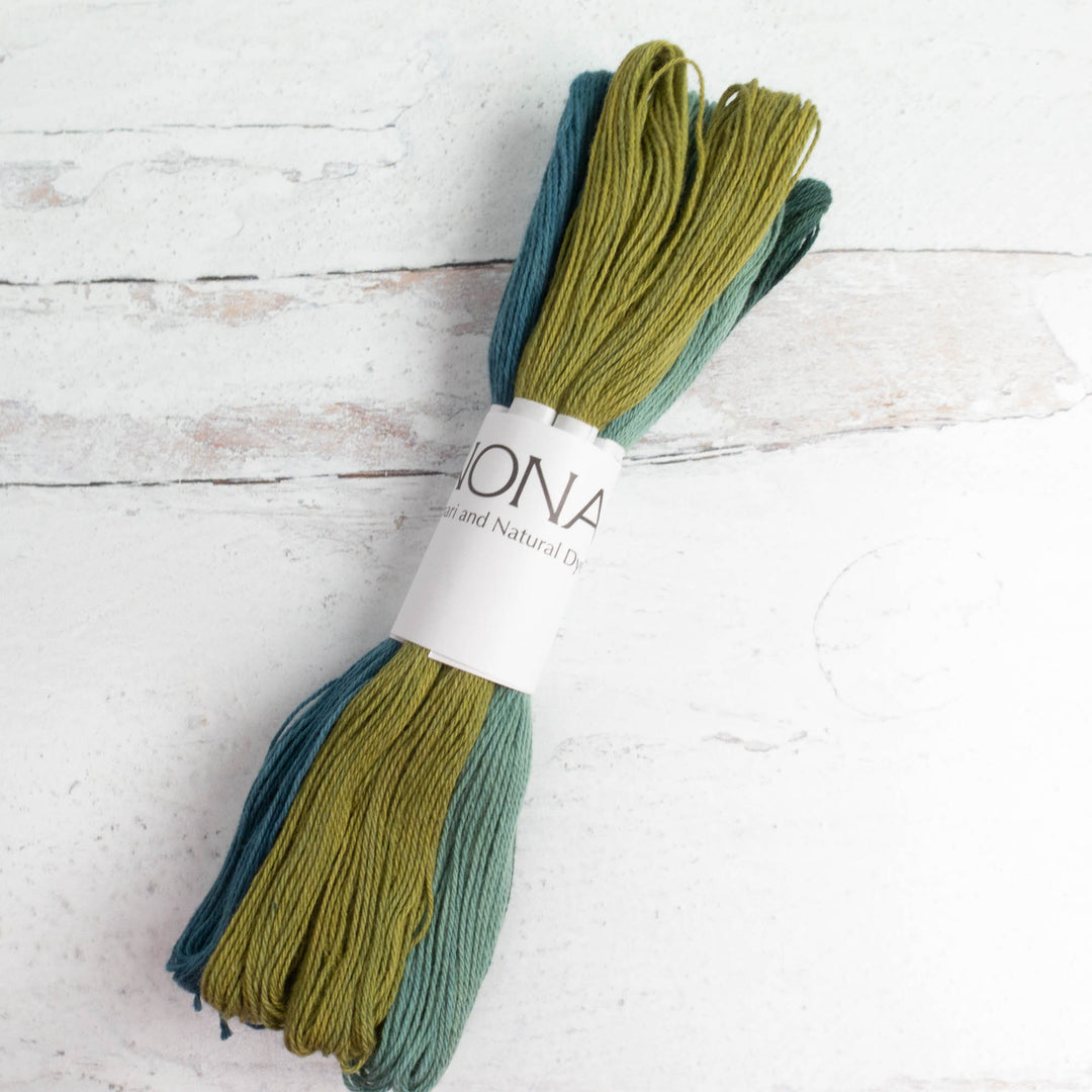 Natural Dyed Sashiko Thread Bundle - GARDEN (8 Mini-Skeins)