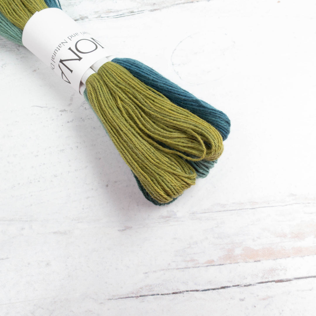 Natural Dyed Sashiko Thread Bundle - GARDEN (8 Mini-Skeins)