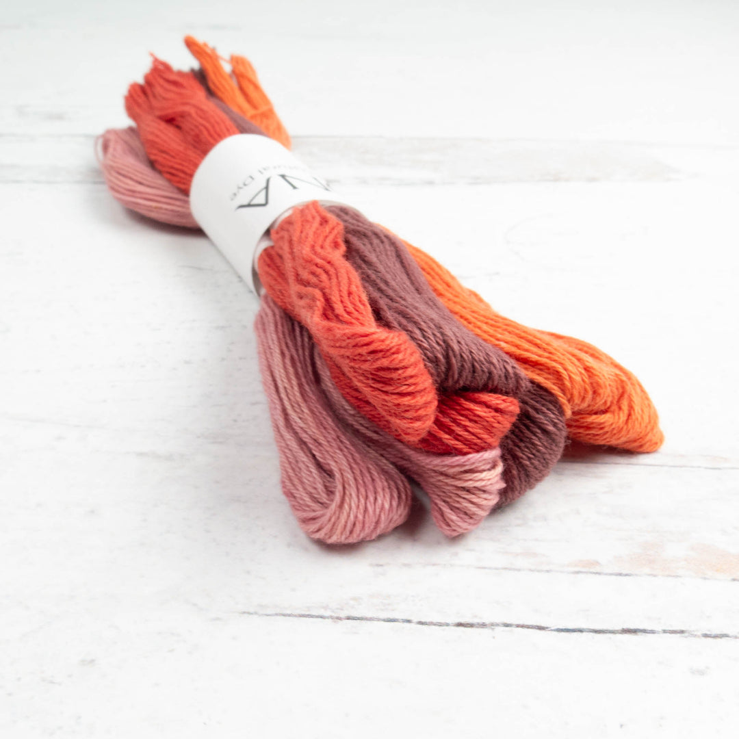 Natural Dyed Sashiko Thread Bundle - ROOTS (8 Mini-Skeins)
