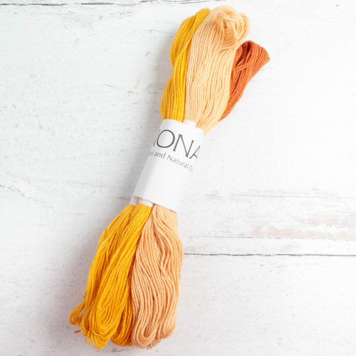 Natural Dyed Sashiko Thread Bundle - SUNNY (8 Mini-Skeins)
