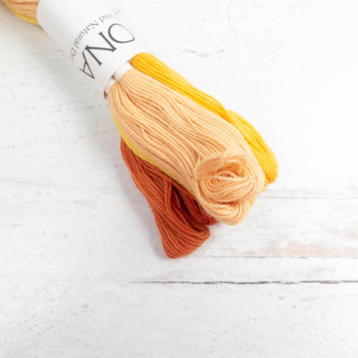 Natural Dyed Sashiko Thread Bundle - SUNNY (8 Mini-Skeins)
