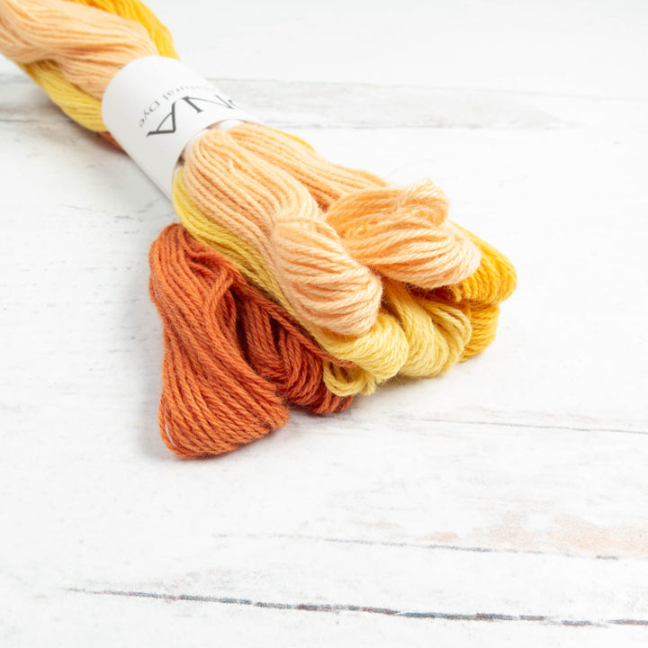 Natural Dyed Sashiko Thread Bundle - SUNNY (8 Mini-Skeins)