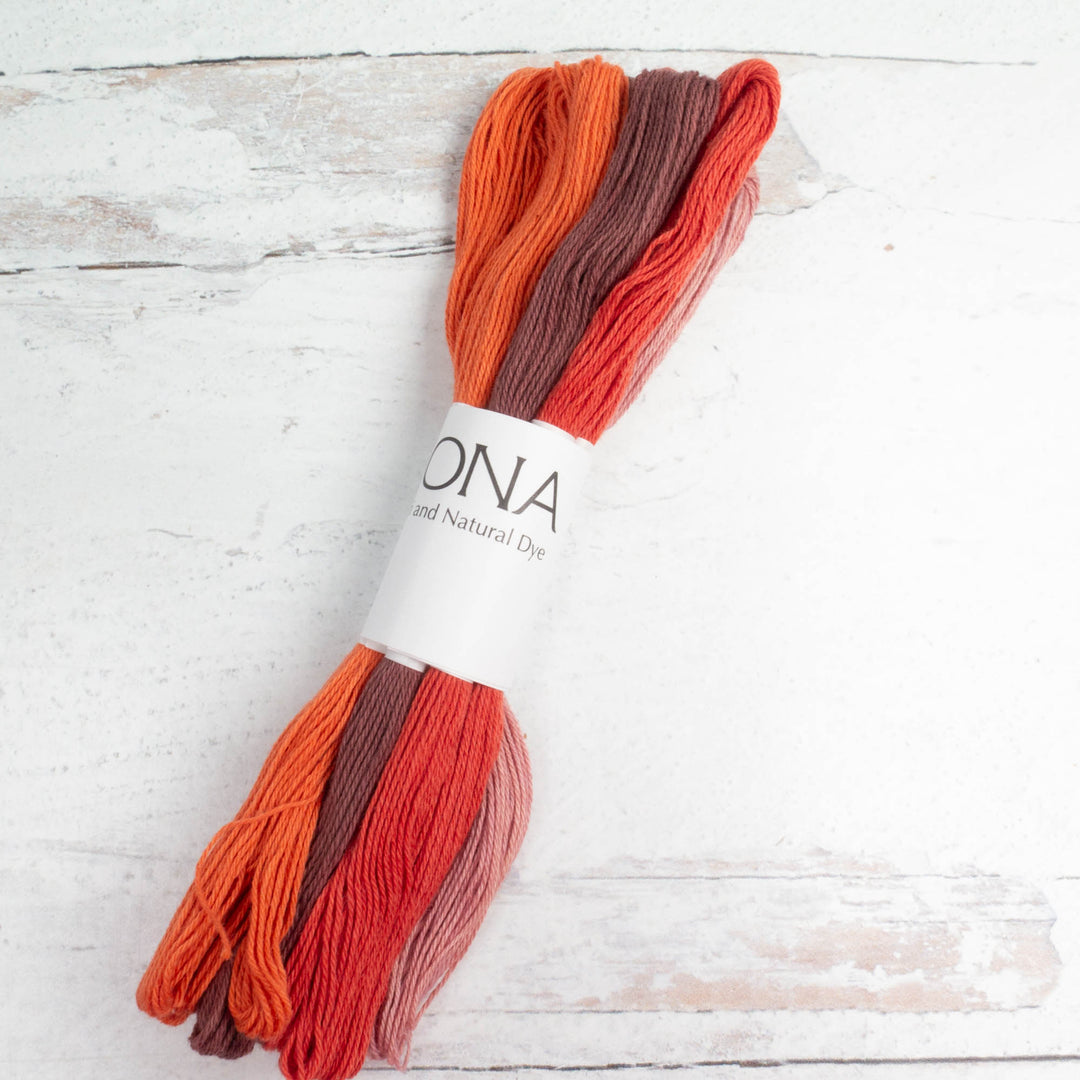 Natural Dyed Sashiko Thread Bundle - ROOTS (8 Mini-Skeins)