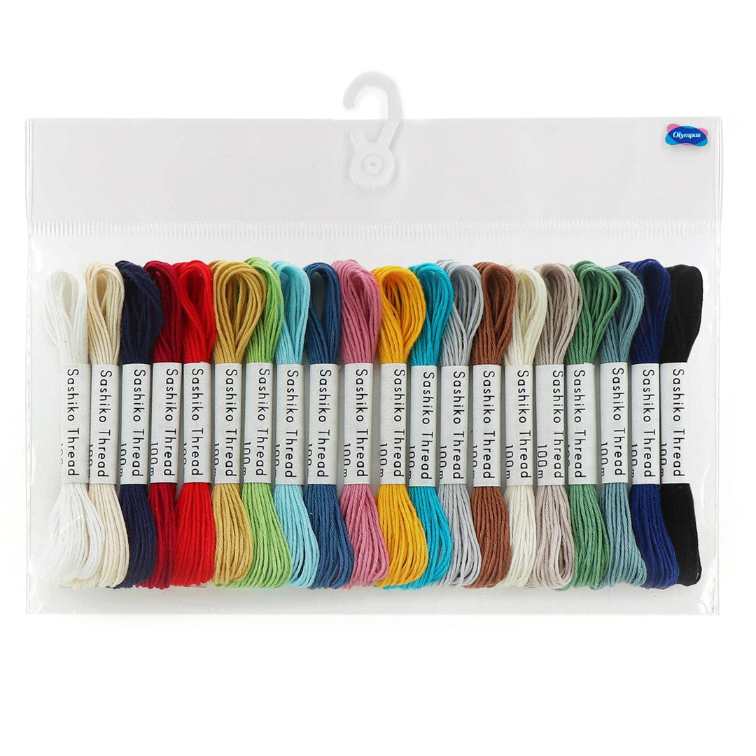 Set of colorful embroidery threads in a clear package with a brand label.