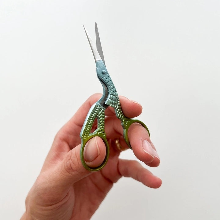 Opalescent Stork Embroidery Scissors