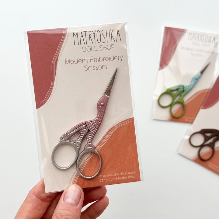 Opalescent Stork Embroidery Scissors