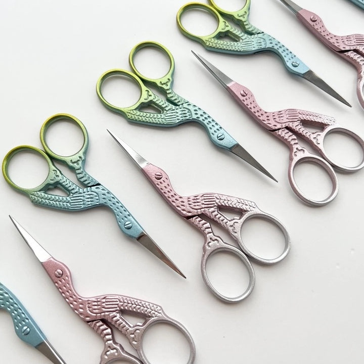 Opalescent Stork Embroidery Scissors