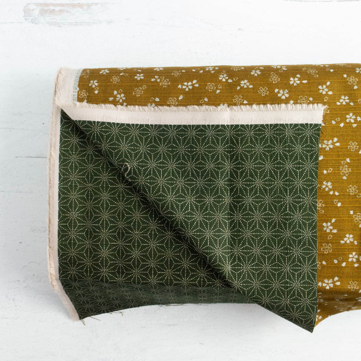 Double-Sided Cotton Dobby Fabric - Dark Gold/Forest Green (SDS3514)