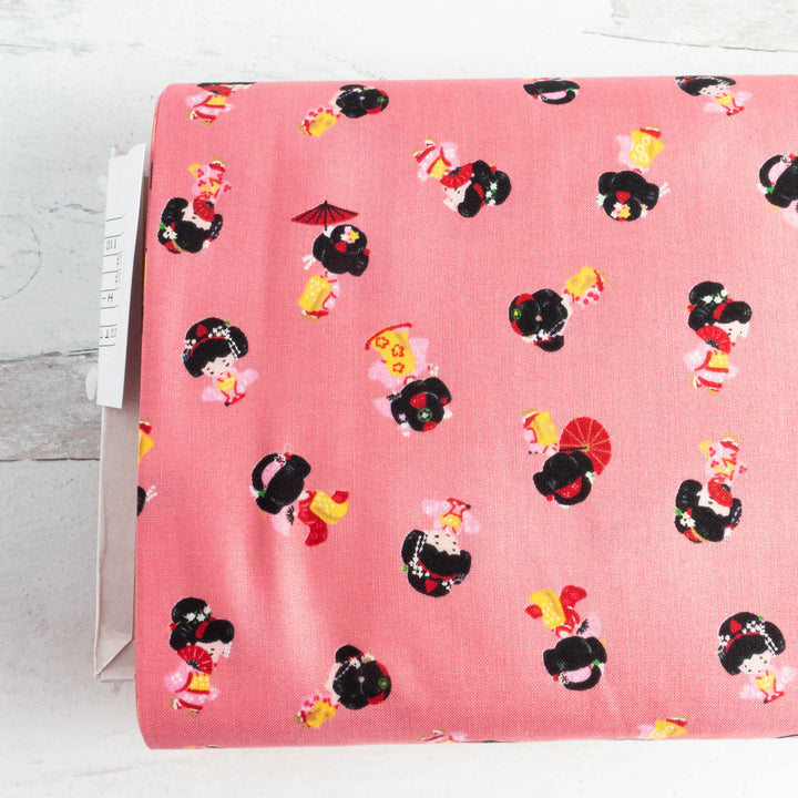 Japanese Cotton Fabric - Maiko on Pink (H06-3B)