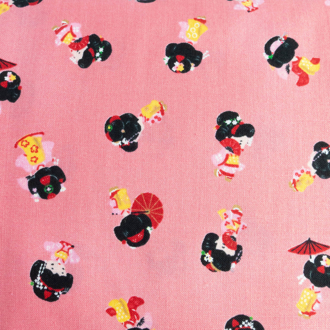 Japanese Cotton Fabric - Maiko on Pink (H06-3B)