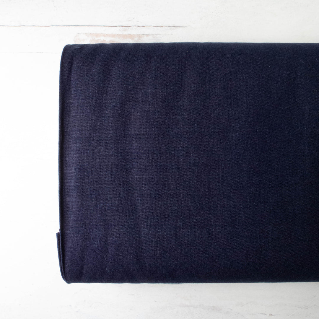 Japanese Linen Cotton (55/45) Blend Medium Weight Fabric - Dark Navy (H6001E)