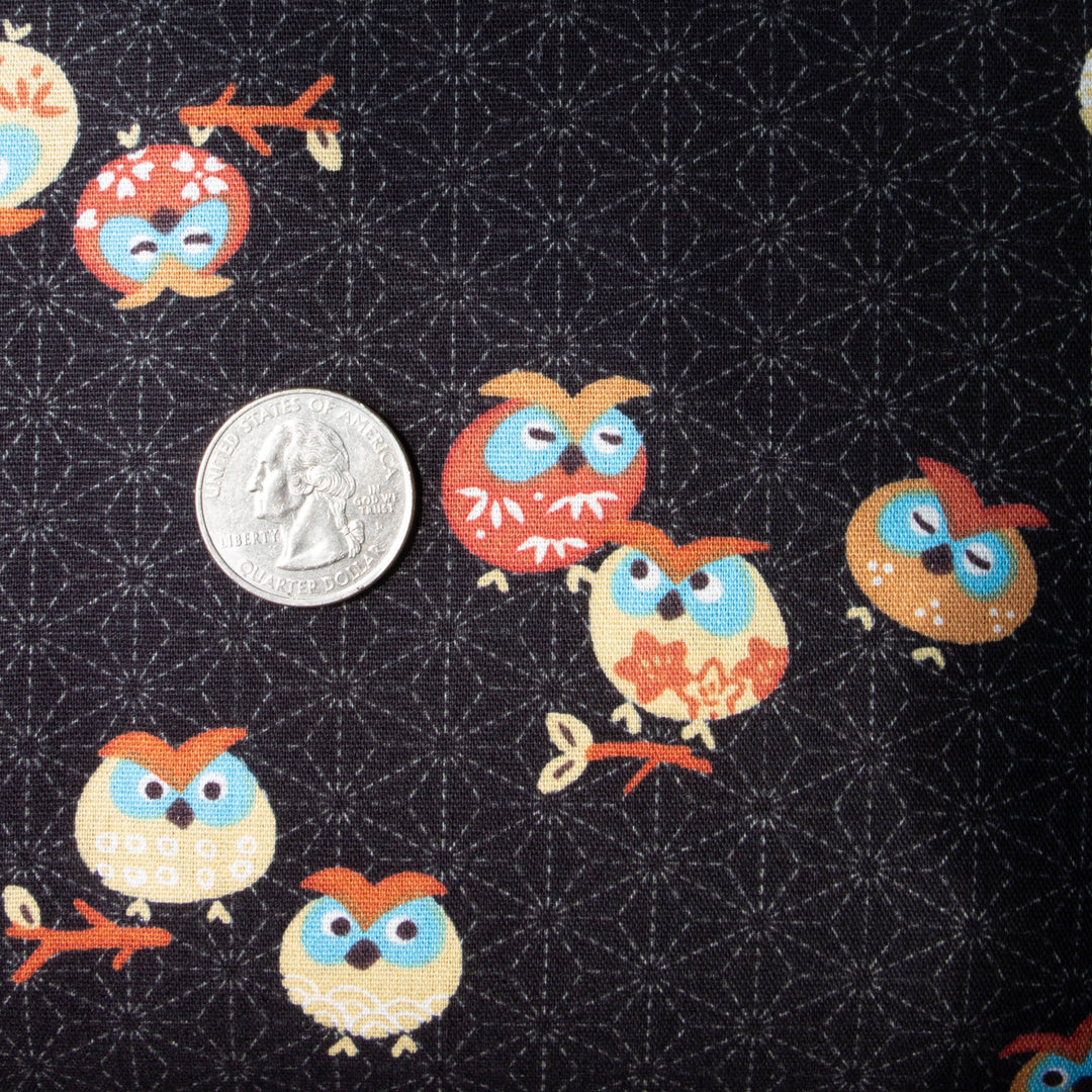 Japanese Cotton Fabric - Asa No Ha Owls (Y306028F)