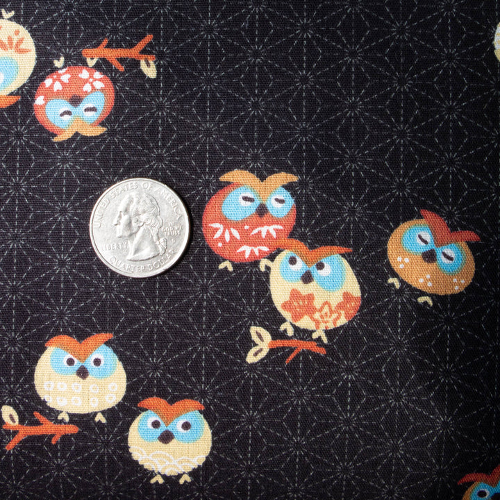 Japanese Cotton Fabric - Asa No Ha Owls (Y306028F)
