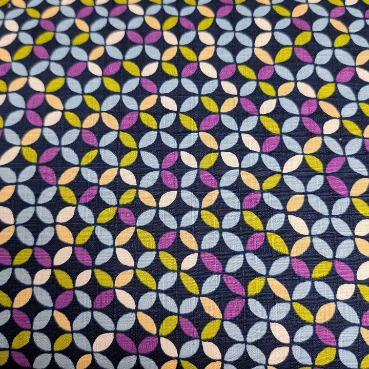 Japanese Cotton Dobby Fabric - Colorful Seven Treasures on Navy (ZT3624)