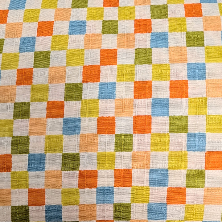 Japanese Cotton Dobby Fabric - Checkerboard Orange/Yellow/Green (ZT3632)