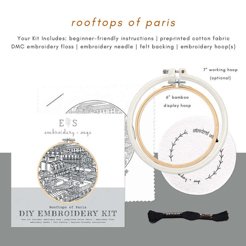 Paris Rooftops Embroidery Kit