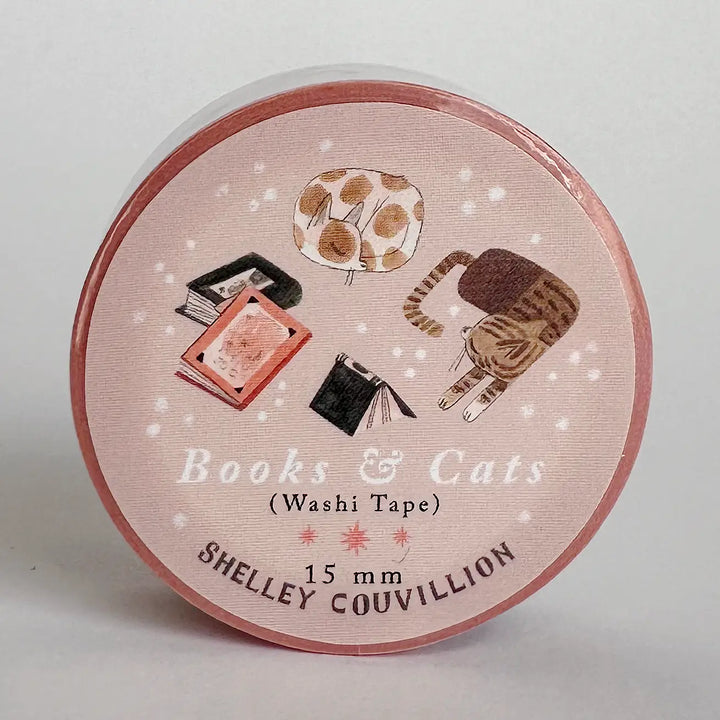 Books & Cats in Pink Washi Tape