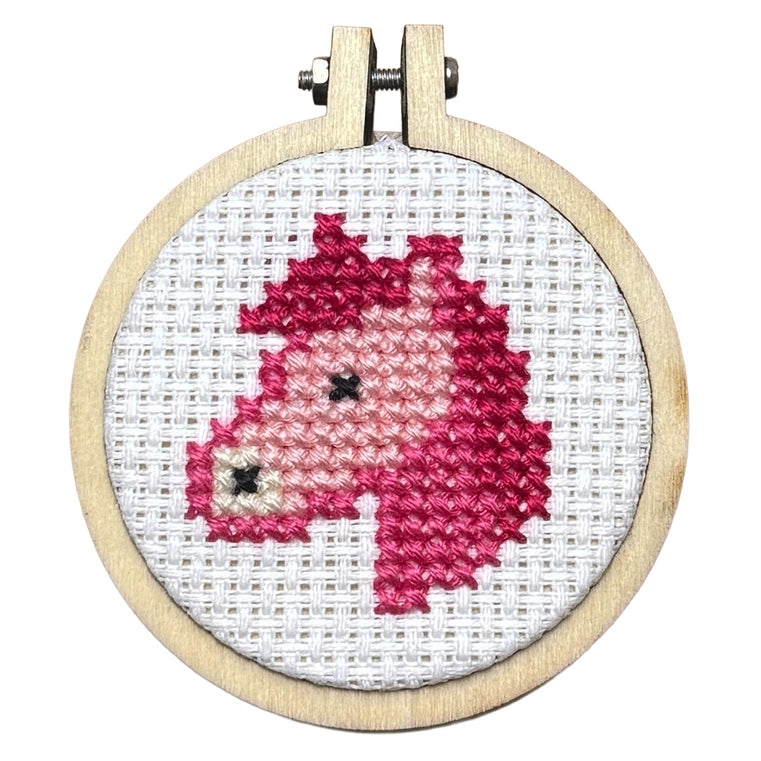 Mini Matchbox Cross Stitch Kit - Pink Pony Club