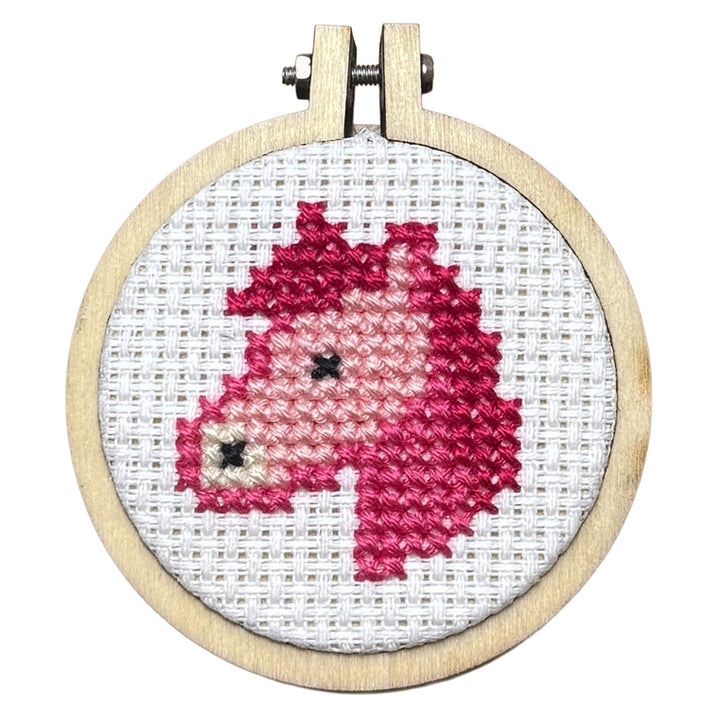 Mini Matchbox Cross Stitch Kit - Pink Pony Club