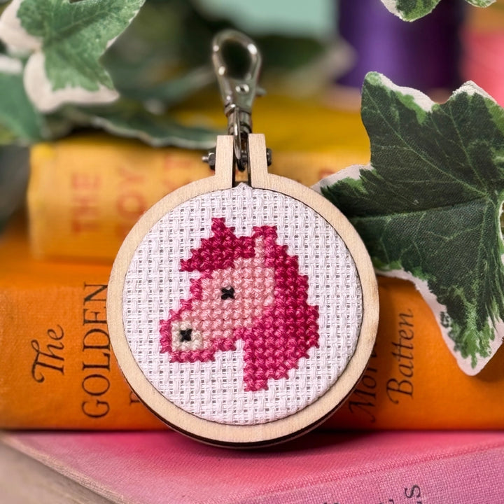 Mini Matchbox Cross Stitch Kit - Pink Pony Club
