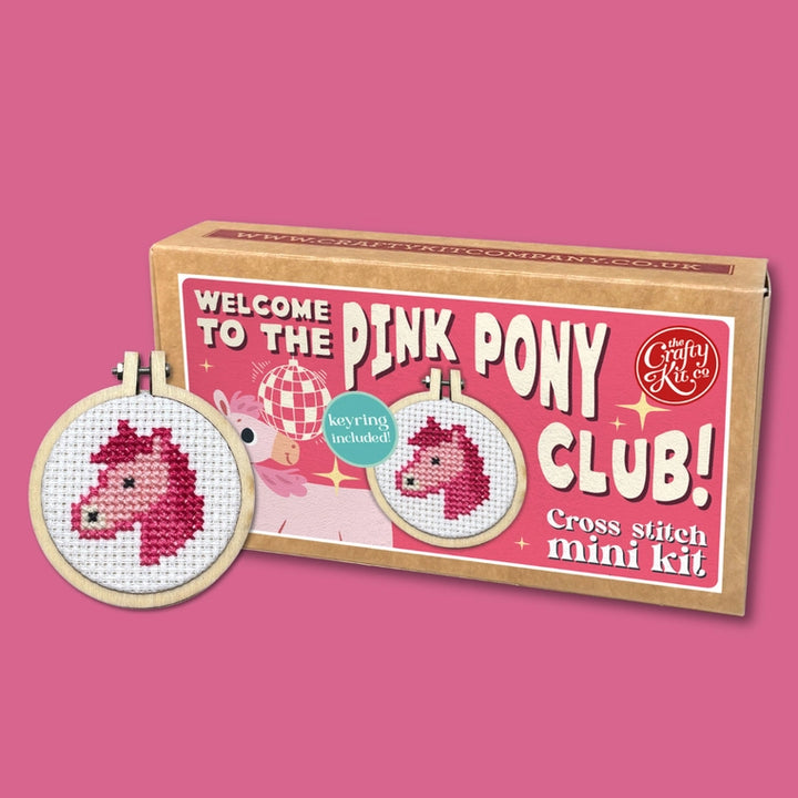 Mini Matchbox Cross Stitch Kit - Pink Pony Club