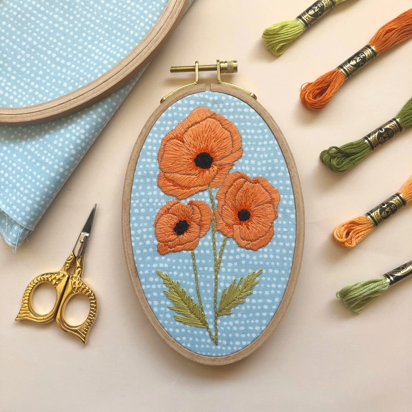 Poppies Intermediate Embroidery Kit