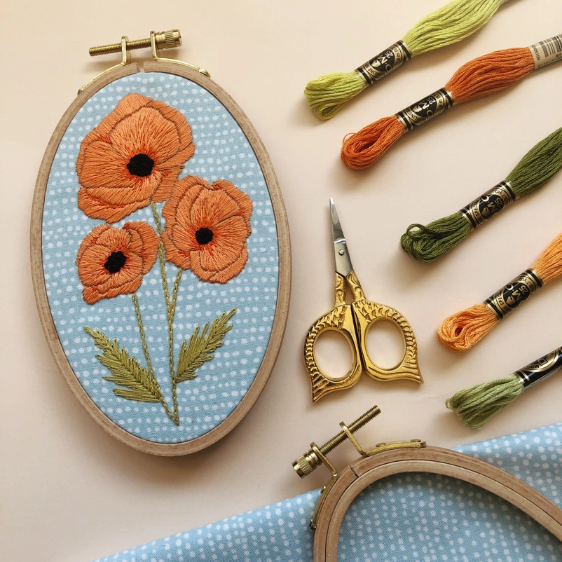 Poppies Intermediate Embroidery Kit