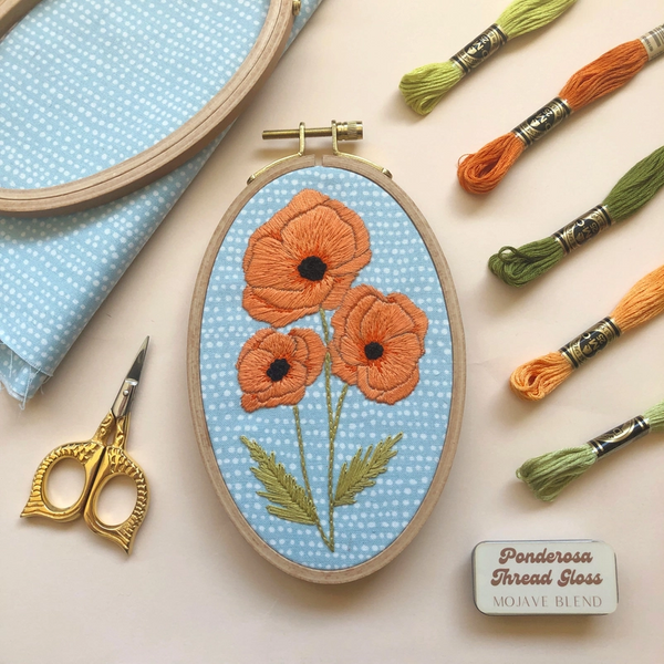Poppies Intermediate Embroidery Kit – Snuggly Monkey