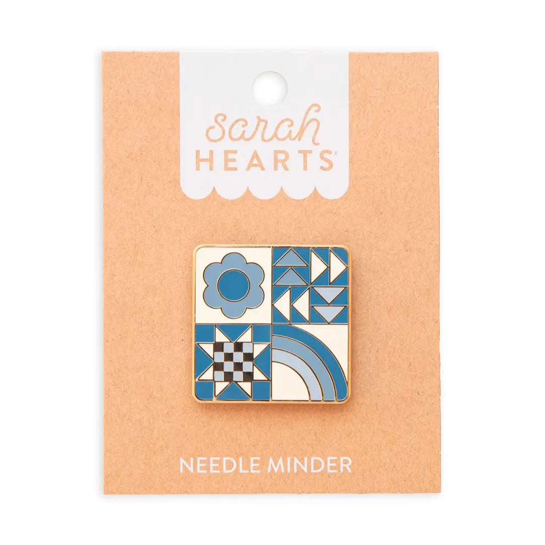 Magnetic Enamel Needle Minder - Quilt Block