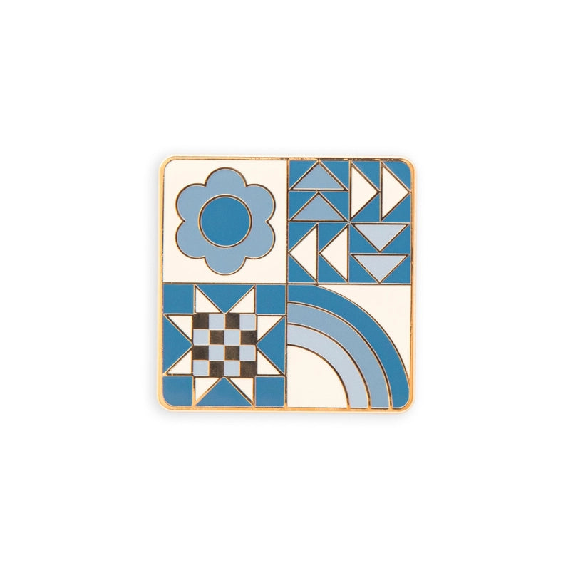 Magnetic Enamel Needle Minder - Quilt Block