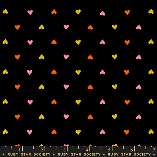 Ruby Star Society Trinketry - Multicolor Hearts on Black (RS9136)
