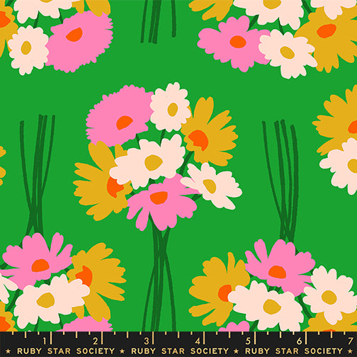 Ruby Star Society SPARKLE MART - Flower Bunches on Green (RS0118 16)