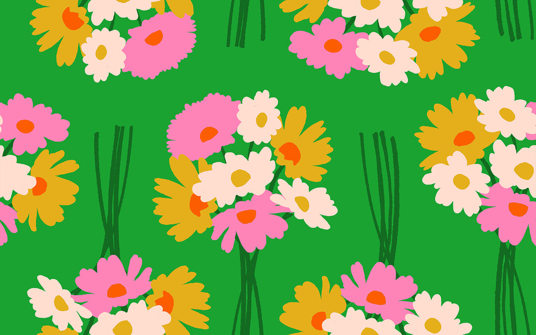 Ruby Star Society SPARKLE MART - Flower Bunches on Green (RS0118 16)