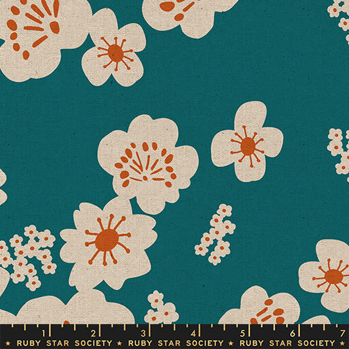 Ruby Star Society Papercuts 2 Sakura on Dk Teal Canvas (RS1115 26L)