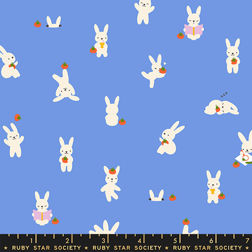 Ruby Star Society PERSIMMON - Bunnies on  Lindley Blue (RSS1816)