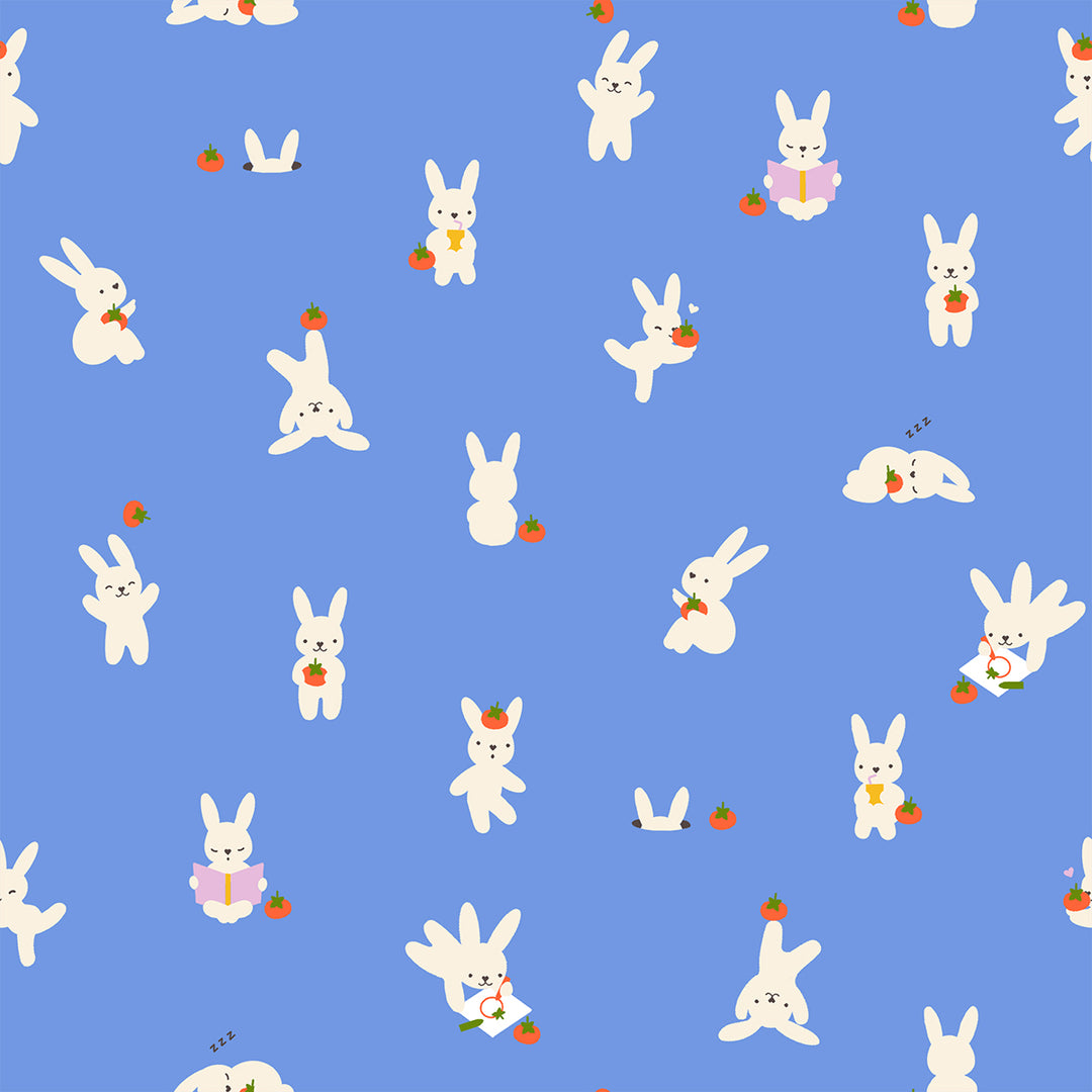 Ruby Star Society PERSIMMON - Bunnies on  Lindley Blue (RSS1816)