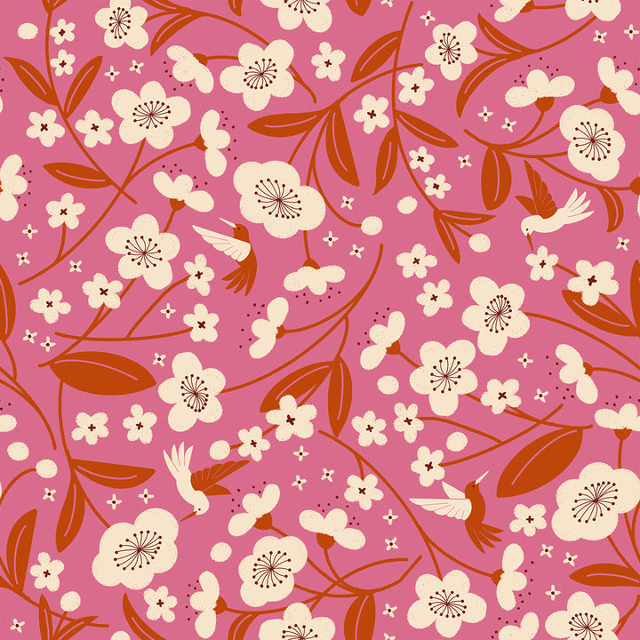 Ruby Star Society PERSIMMON - Floral Hummingbirds on Hibiscus (RSS2111)