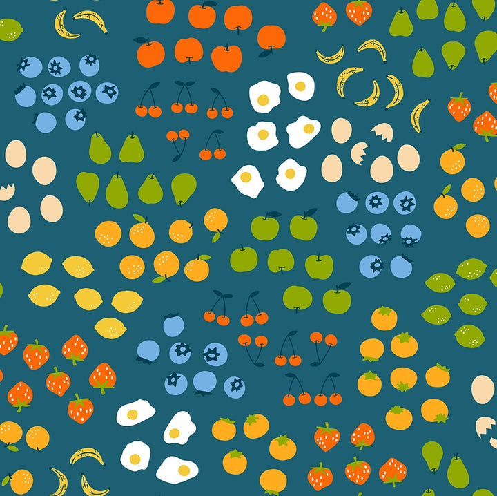 Ruby Star Society Egg & Friends -  Fruit on Teal (RS3093 15)