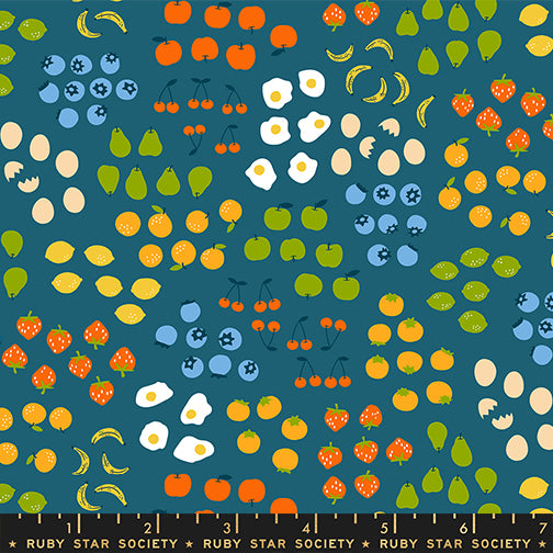 Ruby Star Society Egg & Friends -  Fruit on Teal (RS3093 15)